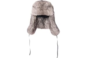 Real Rabbit Fur Russian Winter Hat for Men Airman Fur Trappers Mad FlightCap Hat Windproof Outdoor