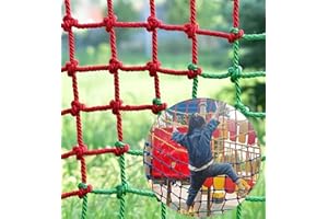 KINGPOUL Heavy-Duty Climbing Net,Kids Climbing Net Safety Net Rope Fence Stairs Balcony Railings Garden Playground Cargo Net Outdoor Climbing Cargo Net,Rope Ladder Colourful Polyester Fiber3.3x9.9ft
