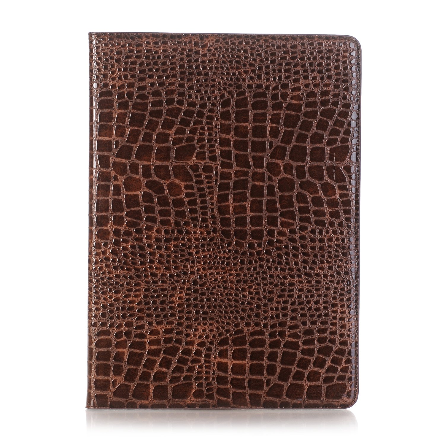 iPad Pro 1st 2nd (12.9 Inch) Case for Women, DMaos Synthetic Crocodile Leather Stand Folio Smart Cover, Auto Sleep/Wake, Document Card Holder - Brown — image 1