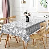 TTQYFNM 70x120inches Boho Floral Tablecloth Blue Flowers Printed Bohemian Pattern Rectangle Table Cloth Waterproof Stain Resistant Polyester Fabric Table Cover for Kitchen Dining Room Home Decor