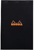 Rhodia 192009C Notizblock (geheftet und mikroperforiert, DIN A4, kariert, 80 g, 21 x 31.8 cm, 80 Blatt) 1 Stück schwarz