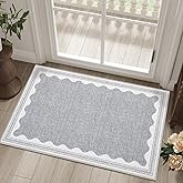 CAREMEE Scalloped Rug 2x3 Rugs for Entryway, Solid Grey Rug Small Area Rugs Non Slip Scalloped Bath Mat, Washable Front Door Mat Indoor Entrance,Soft Girls Nursery Dorm Carpet for Bedroom Kitchen