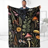 Boho Mushroom Blanket Gifts for Women - Bohemian Floral Vintage Plants Flowers Decor Throw for Girls Adults Soft Fuzzy Fleece Cozy Plush Bed Couch Birthday Christmas Lightweight Blanket 50"x60"