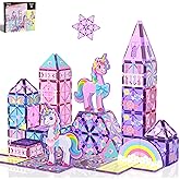 GobiDex Magnetic Building Blocks Unicorn Toys for Girls, Princess Magnetic Tiles Building Toys for Kids Ages 3-5 4-8, STEM Sensory Toddler Game Birthday Gift for Girls Boys Ages 3+