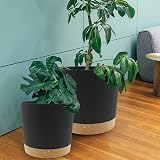 QCQHDU Plant Pot 30.5cm Two Pack Drainage Hole Tray Dark Grey Indoor Outdoor view 6
