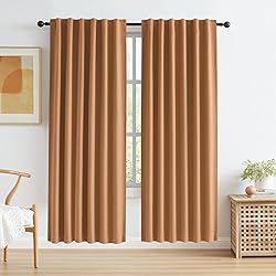 KEQIAOSUOCAI Burnt Orange Blackout Linen Curtains 2