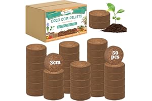 ZeeDix 50pcs (30mm) Coco Coir Pellets Organic Potting Soil for Planting Compressed Coco Coir Soil Coconut Soil Seed Starters for Indoors or Outdoors Bonsai Herbs Plants Flowers and Vegetables