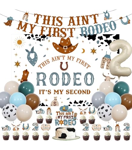 Sursurprise Western 2nd Birthday Decorations - This Ain't My First Rodeo Banner & Garland, Cowboy Theme - View #7
