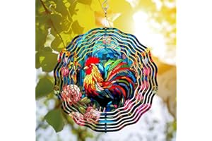 64DECALS 64memory Rooster Wind Spinner, Rooster Wind Spinner Hanging for Yard and Garden, Unique Gift Wind Spinner, 3D Hanging Wind Spinner Outdoor, Cute Rooster Wind Spinner