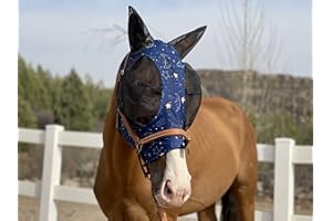 TGW RIDING Horse Fly Mask Super Comfort Horse Fly Mask Elasticity Fly Mask with Ears We Only Make Products That Horses Like… (Midnight Blue, L)