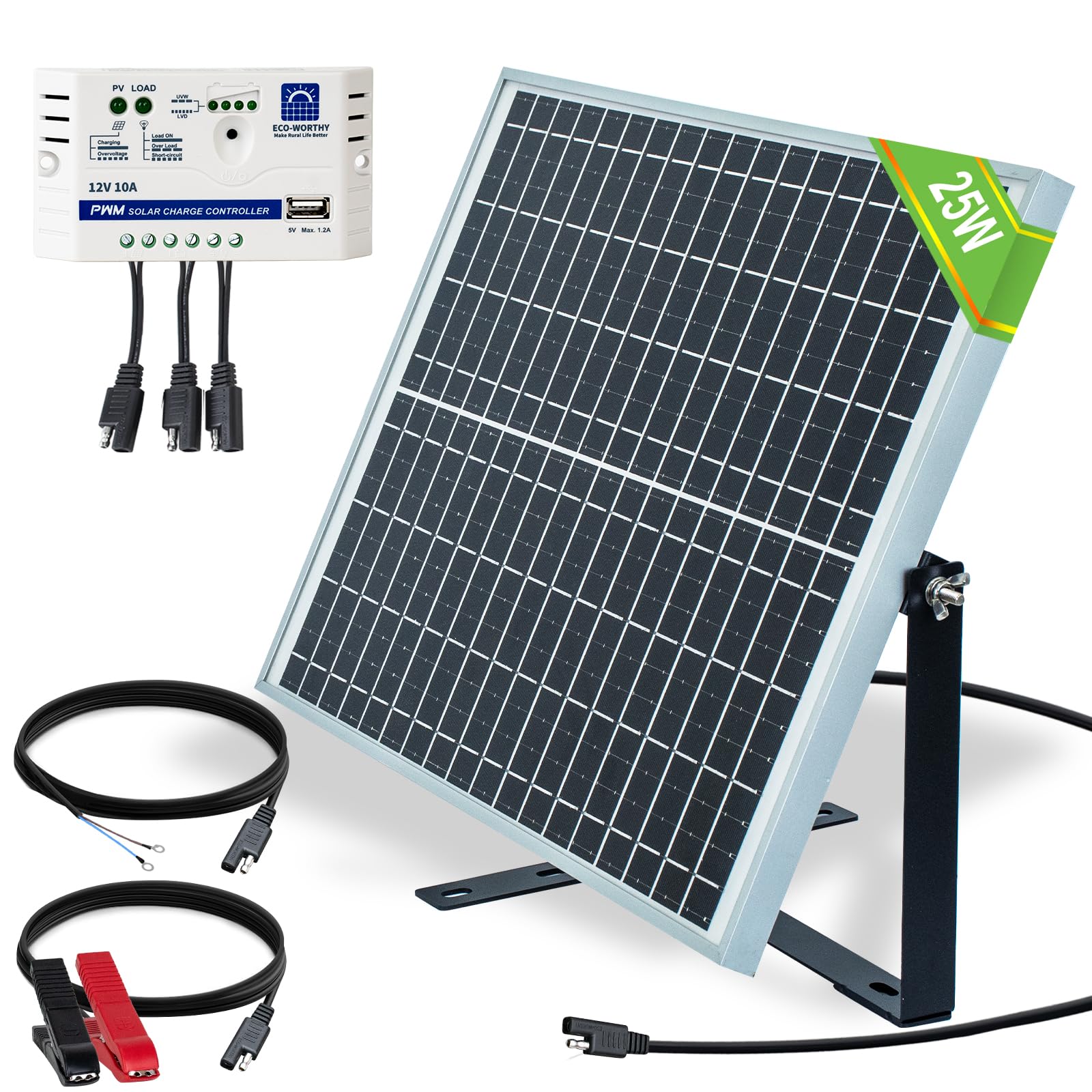 Solarpanel Mit Akku ECO-WORTHY 25W 12V Netzunabhän Produktbild-Vorschau 5