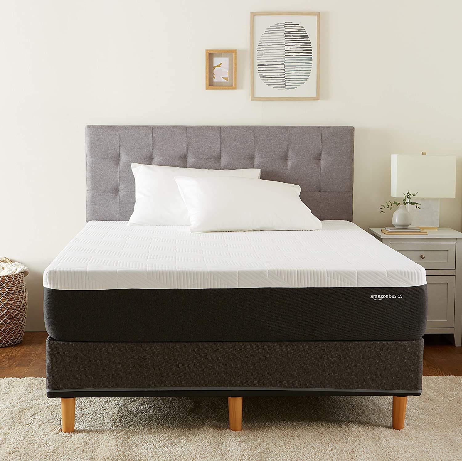 Photo 1 of Amazon Basics Gel Memory Foam Mattress, Firm, Cooling, Full Size Mattress, CertiPUR-US® Certified Foam, 75 x 54 x 12 inches, White/Gray
