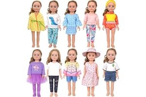 MSYO 19 Pcs Doll Clothes for 18 Inch Dolls - 10 Complete Outfit Sets with Swimwear, Bathrobe & Flamingo Dress, Adjustable Velcro Costume Accessories for Kids Role Play