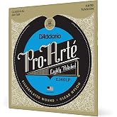 D'Addario Guitar Strings - Pro-Arte Classical Guitar Strings - EJ46LP - Nylon Guitar Strings - Silver Plated Wrap, Composite Core, Clear Nylon Trebles - Lightly Polished, Hard Tension
