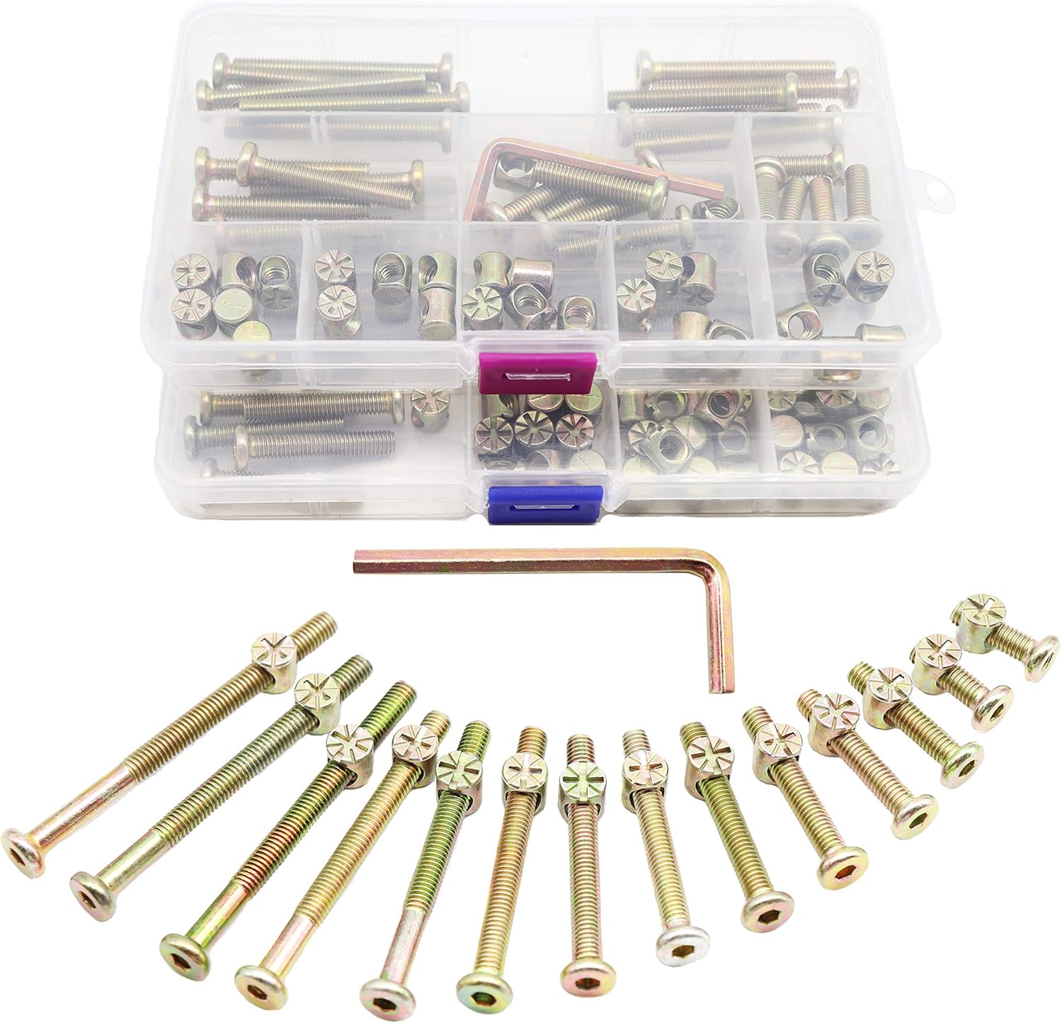 Baby Bed Screws Bolts Kit, binifiMux 84pcs[14 Sizes] M6 Hex Drive