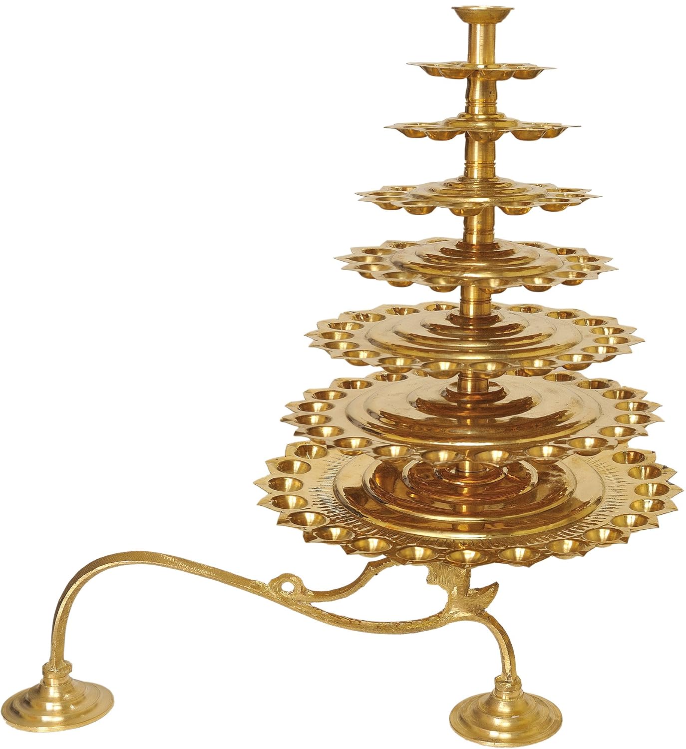 Buy Exotic India Hand Held Multiple Layer Puja 108 Diyas Lamp for Arati