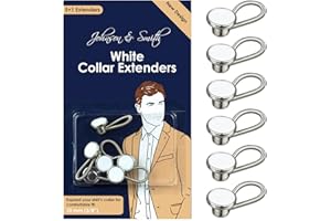 Johnson & Smith White Metal Collar Extenders Stretch Neck Extender for 1/2 Size Expansion of Men Dress Shirts, 5 +1 Pack, 3/8"