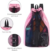 WANDF Mesh Drawstring Swim Backpack Beach Bag Large Capacity 32 x 48 cm view 6