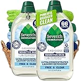 Seventh Generation EasyDose Detergent, Free &amp; Clear, 23 oz, Pack of 2 | Bio-enzyme power targets &amp; lifts tough stains; made for sensitive skin; 0% dyes &amp; fragrances; 66 loads per bottle