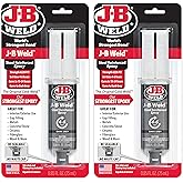 J-B Weld Original Steel Reinforced Epoxy Syringe, High Strength, 2 Pack, Dark Grey, 50165-2