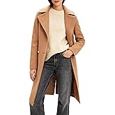OTU Vibe Women's Long Notch Lapel Coat, Double-Breasted Peacoat, Casual Classic Fall Winter Overcoat