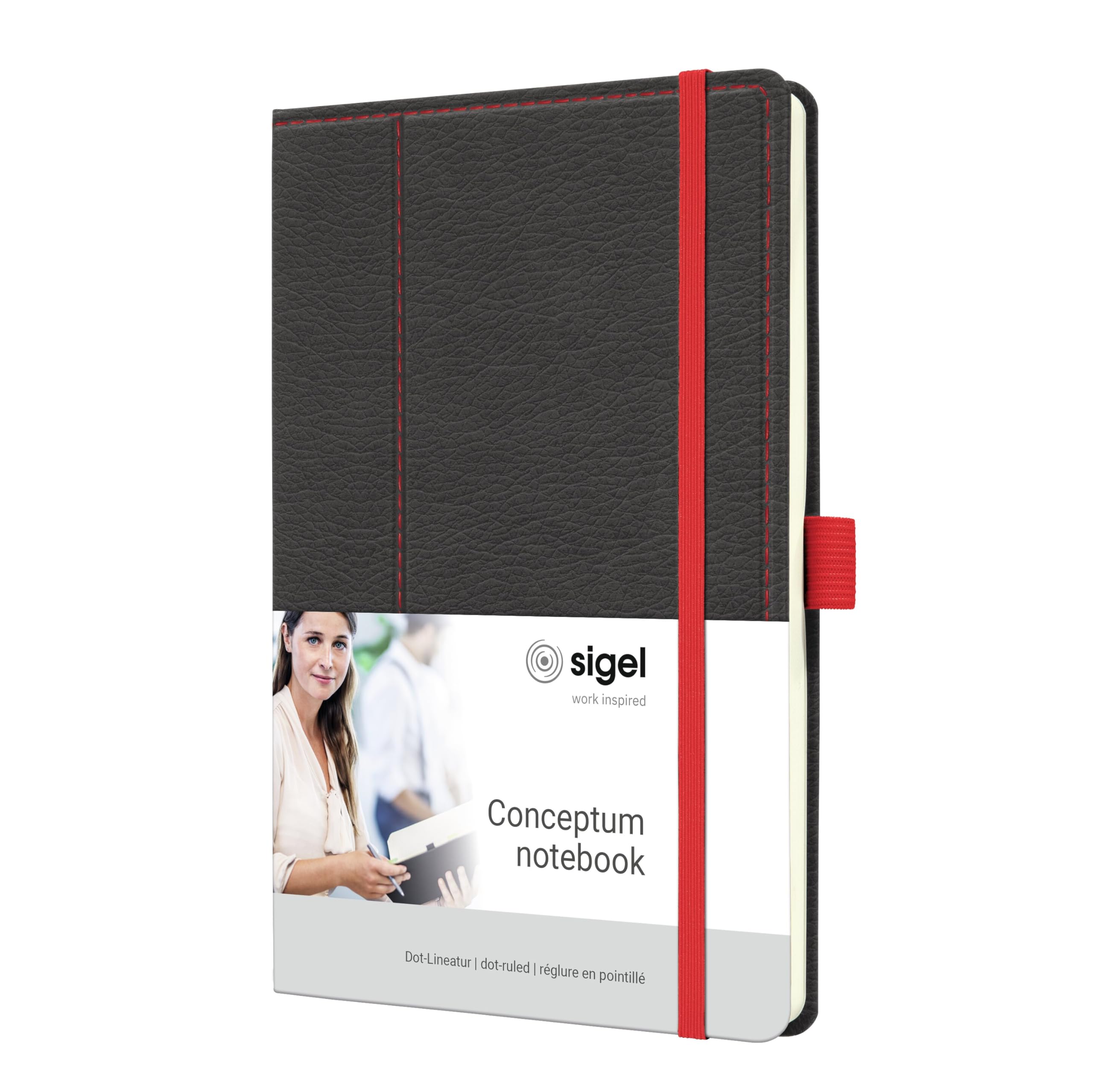 SIGEL CO695 Conceptum Notebook, design Casual, dotted (dot grid), approx. A5, Grey, Red, hardcover, 194 pages — image 1