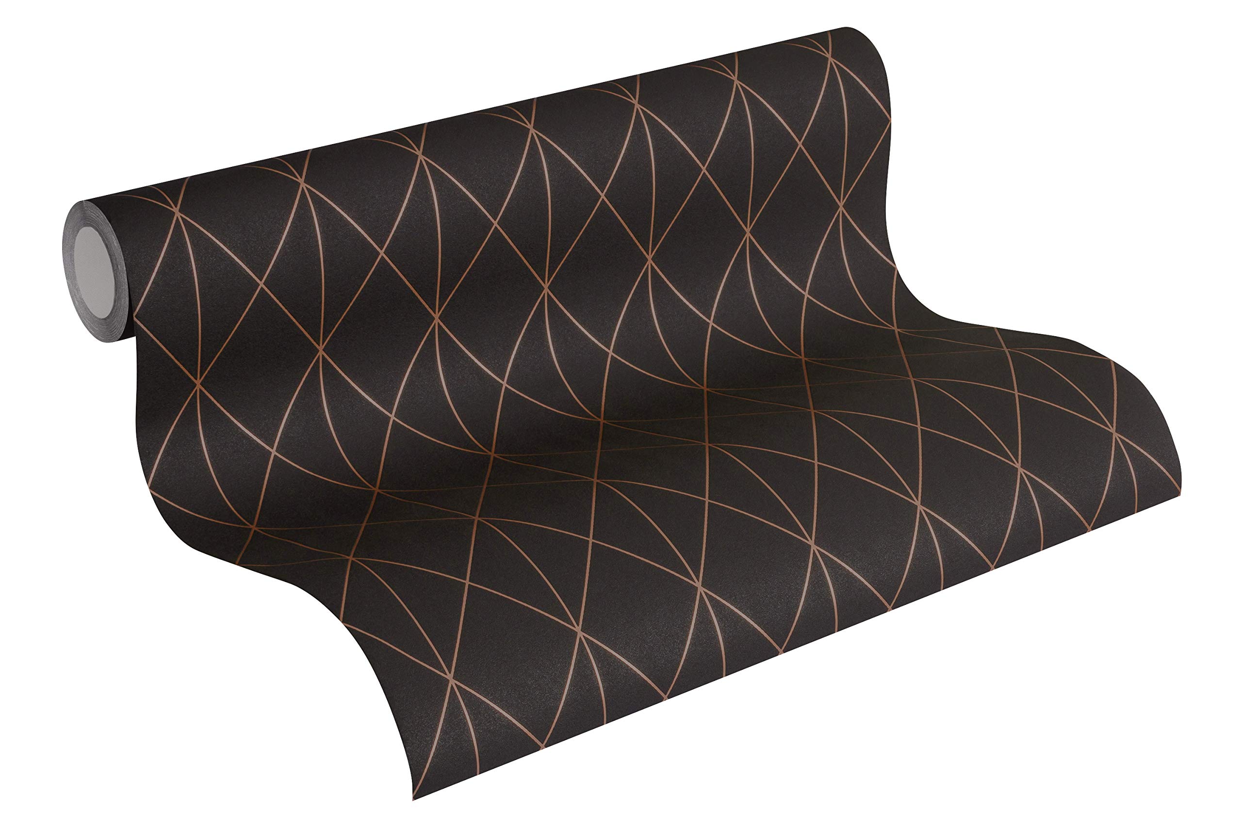 A.S. Création Designdschungel by Laura N. Non-Woven Wallpaper Geometric Wallpaper 10.05 m x 53 cm Metallic Black Made in Germany 365754 36575-4