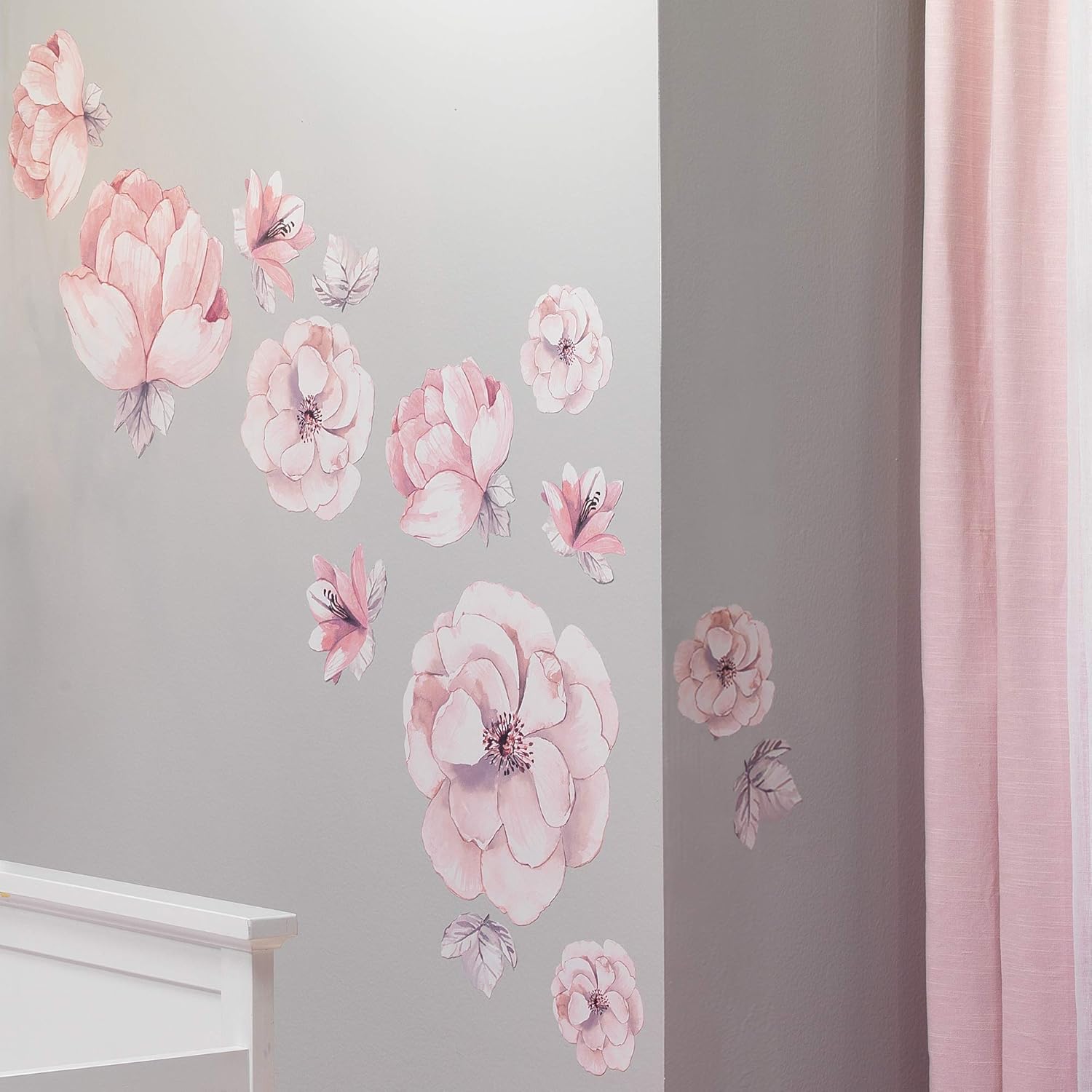Lambs & Ivy Signature Botanical Baby Pink/Gray Watercolor Floral Wall Decals: Baby
