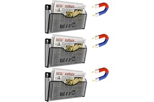 LQPAFZ Magnetic File Holder 3 Pockets File Folder Organizer, Office Hanging Magazine Rack for Refrigerator, White Board, No Drilling Paper Document Holder Mail Organizer for File Cabinets