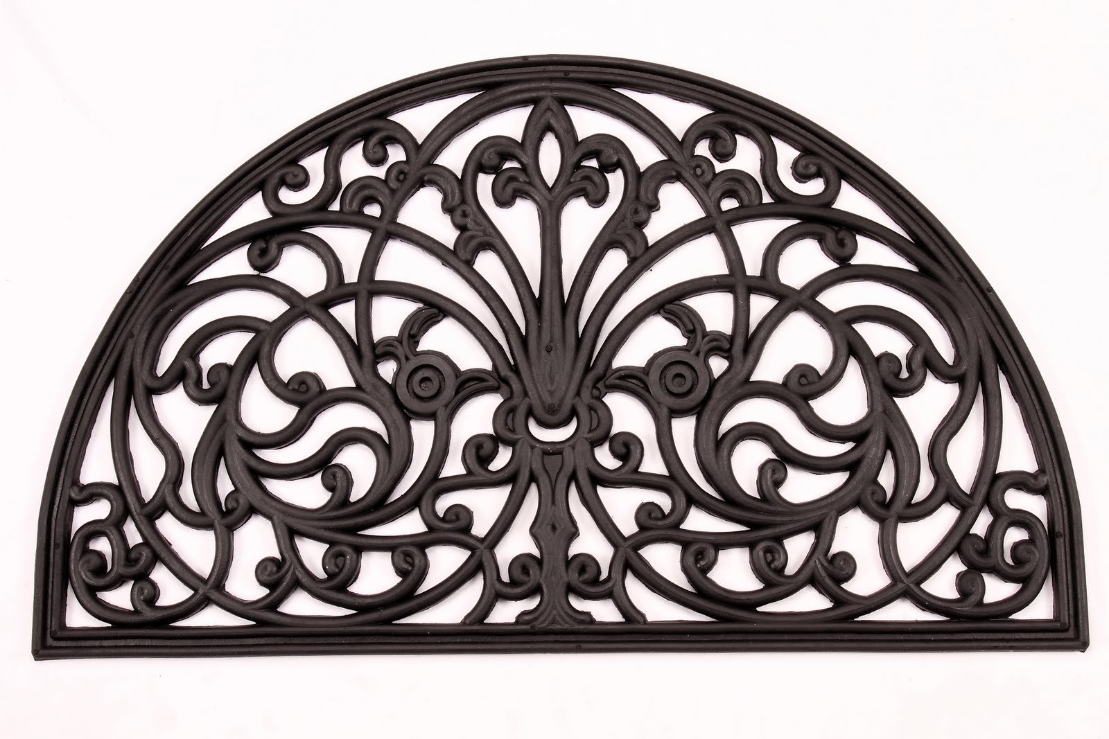 Kempf Half Moon Shaped Rubber Scroll Doormat, 18 by 30 by 0.5-Inch