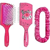LUV HER Kids Hair Brush & Spa Headband Set for Girls - Features Mean Girls - Fun Grooming Kit for Detangling, Styling & Skincare - Soft & Stretchy One Size, Ages 3+