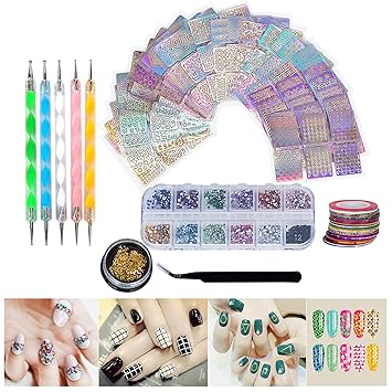 Amazon Com Hakkin 62pcs Diy Nail Art Tools Decoration Kit 12
