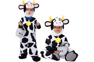 Spooktacular Creations Unisex Toddler Cow Costume Jumpsuit Outfit with Milking Bucket for KIds Child Boys and Girls Halloween Costume Cosplay, Trick or Treat Farm Party Dress Up (3T(3-4yrs))