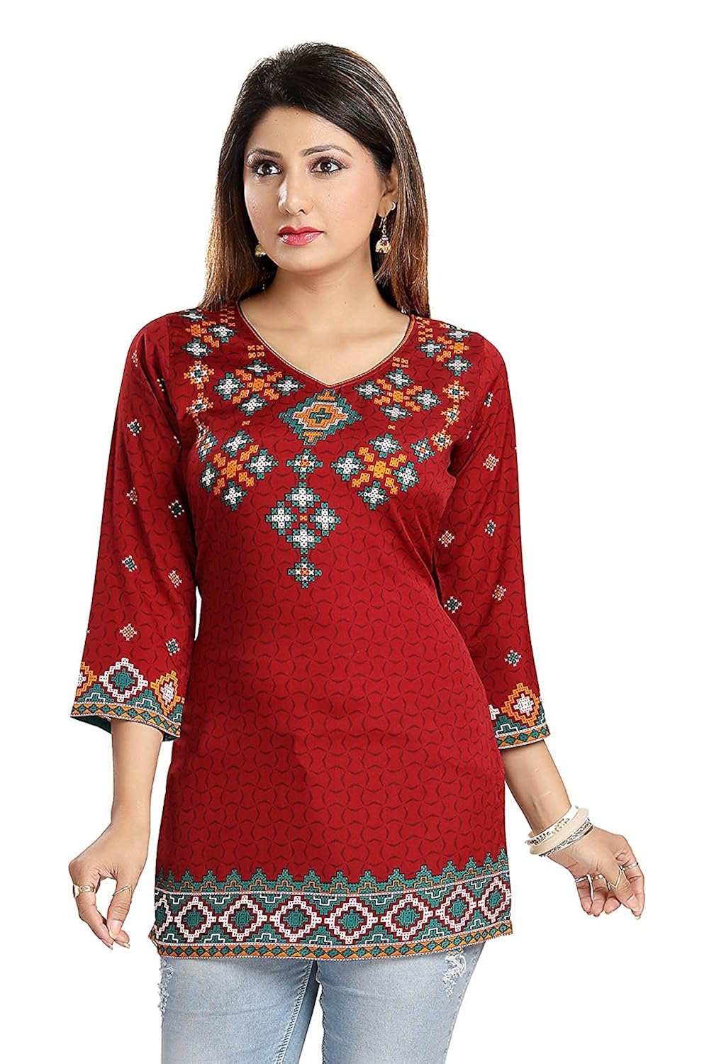 meher impex women crepe cotton short top