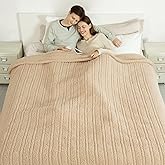 LUZARTA Electric Blanket King Size Single Control - 100"X90" Soft Double Sided Sherpa Heated Blanket with 6 Heating Levels & 10 hrs Timer Settings, Washable & ETL Certified for Bed, Beige
