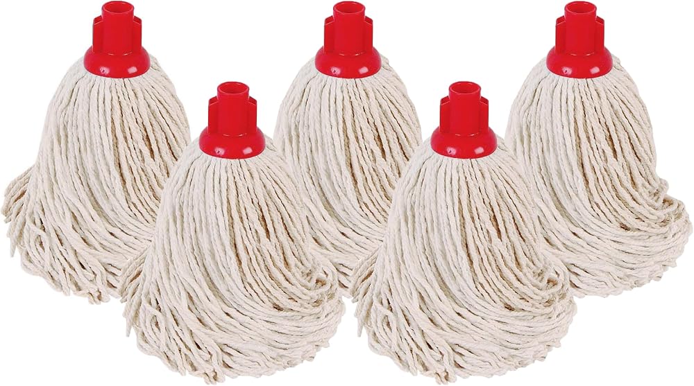 Abbey No.16 Socket Cotton Mop Heads Replacement Pack of 5 Red