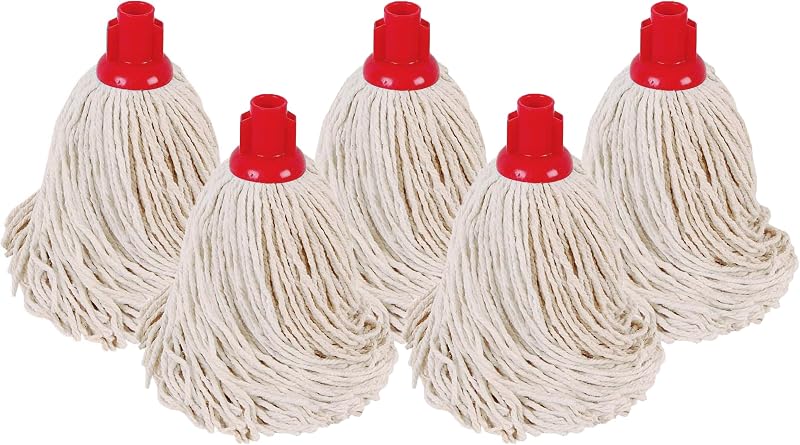 Abbey No.16 Socket Cotton Mop Heads Replacement Pack of 5 Red