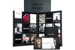 BOLD TUESDAY Vision Board Kit for Men - 168 Cards with Diverse Pictures & Quotes, Black Foldable Board & Complete Guide Book | Manifestation Clip Art Collage Supplies for Male Adults | No Old Magazines Needed