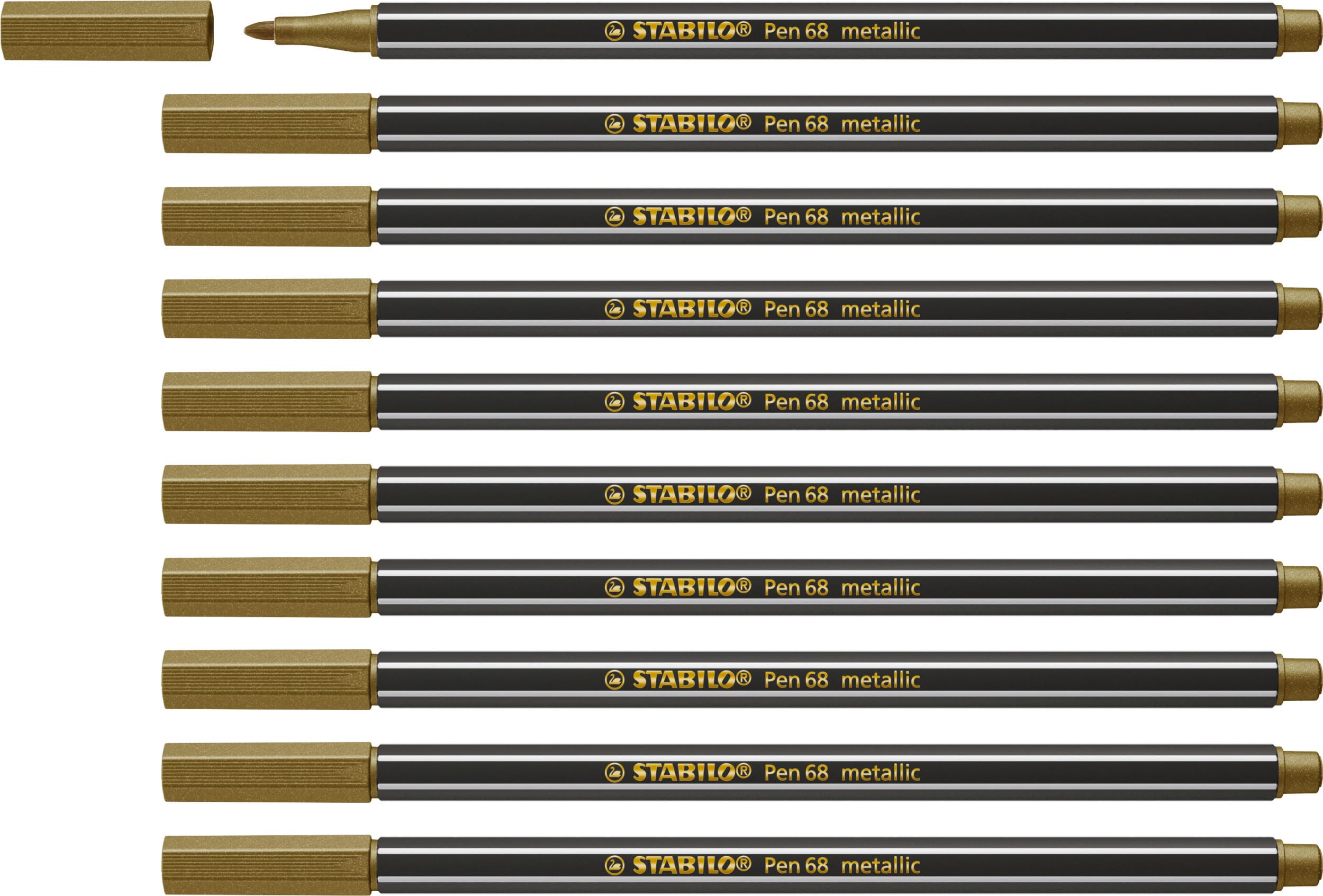 STABILO Metallic Premium Felt Tip Pen Pen 68 metallic - Pack of 10 - gold