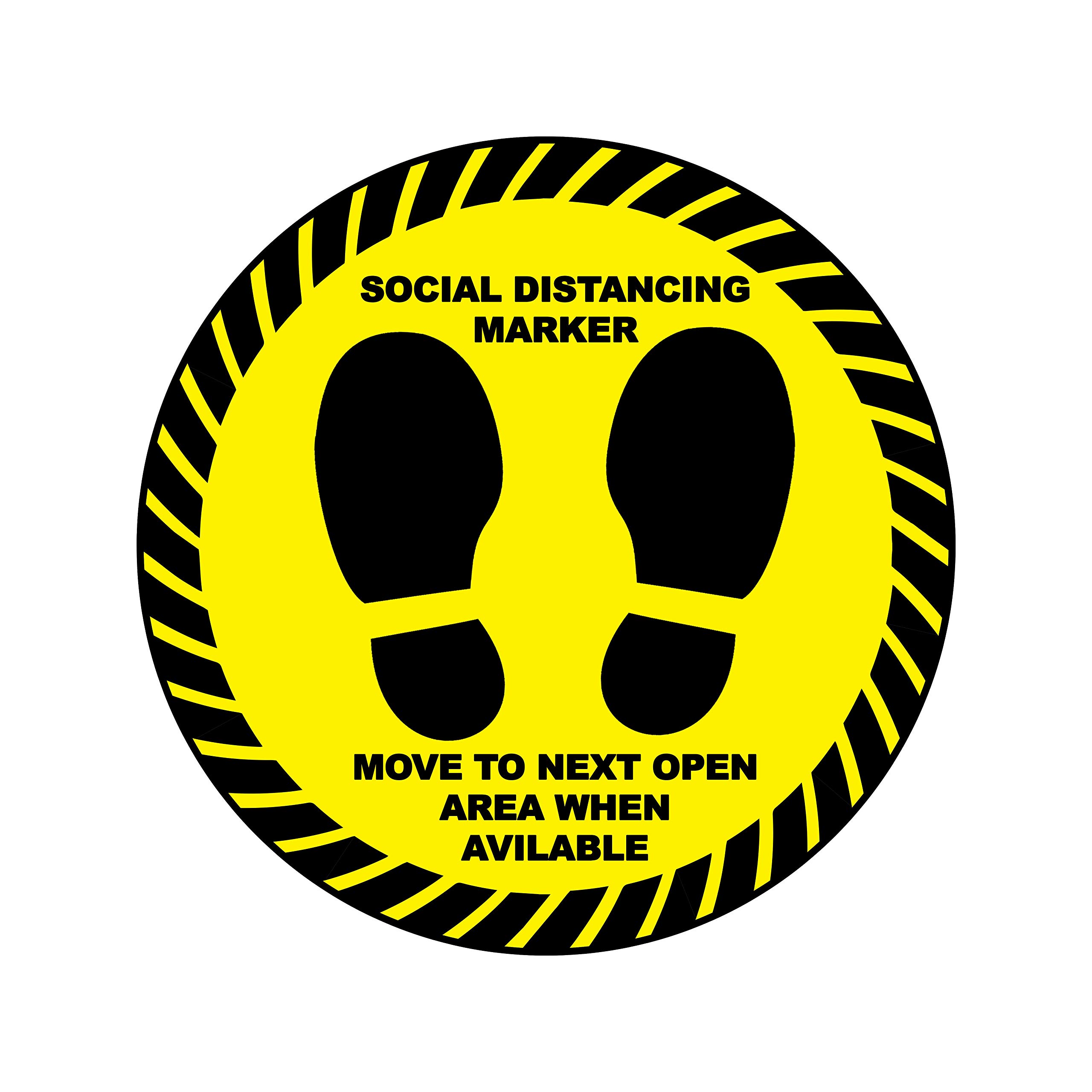 1 x social distancing marker circle - social distancing landscape floor safety sign self adhesive vinyl weather proof label sticker - 15cm x 15cm - (SC-29)