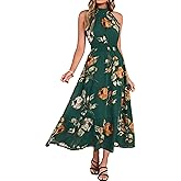 Simplee Womens Summer Halter Wedding Guest Dress Maxi Floral Vacation Boho Sundresses Flowy Formal Long Travel Dresses 2026