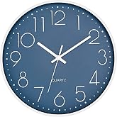 Foxtop 12" Modern Wall Clock Silent Battery Operated Analog Clock, Cerulean | Non Ticking, Quartz, Round, Easy to Read, Bedroom, Kitchen, Living Room, Office