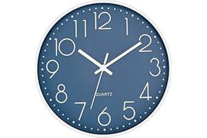 Foxtop Modern Wall Clock Silent Non Ticking Battery Operated Quartz Round Wall Clock Decor for Bedroom Kitchen Home Office Sc