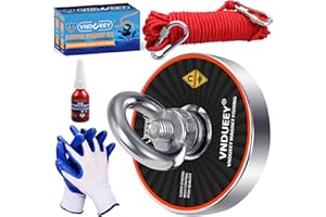 VNDUEEY Magnet Fishing Kit 700LBS Fishing Magnets Pulling Force, Rare Earth Neodymium Magnet with Eyebolt Diameter 2.95 inch (75mm) Superior Magnetics for Underwater Salvage, Retrieval, and Recovery