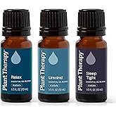 Plant Therapy Sleep Easy Essential Oil Blend Set 10 mL (1/3 oz) Each of Relax, Sleep Tight & Unwind, Pure, Undiluted, Essential Oil Blends