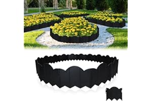 Garden Edging Border - 20.6FT Landscape Flower Bed Edging Borders, Plastic Garden Fence Lawn Edging Border, Interlocking Land