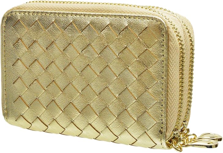 Amazon 財布 小銭入れ カードケース コインケース メンズ レディース 本革 レザー 大容量 ダブルファスナー Regular Gold 小銭入れ