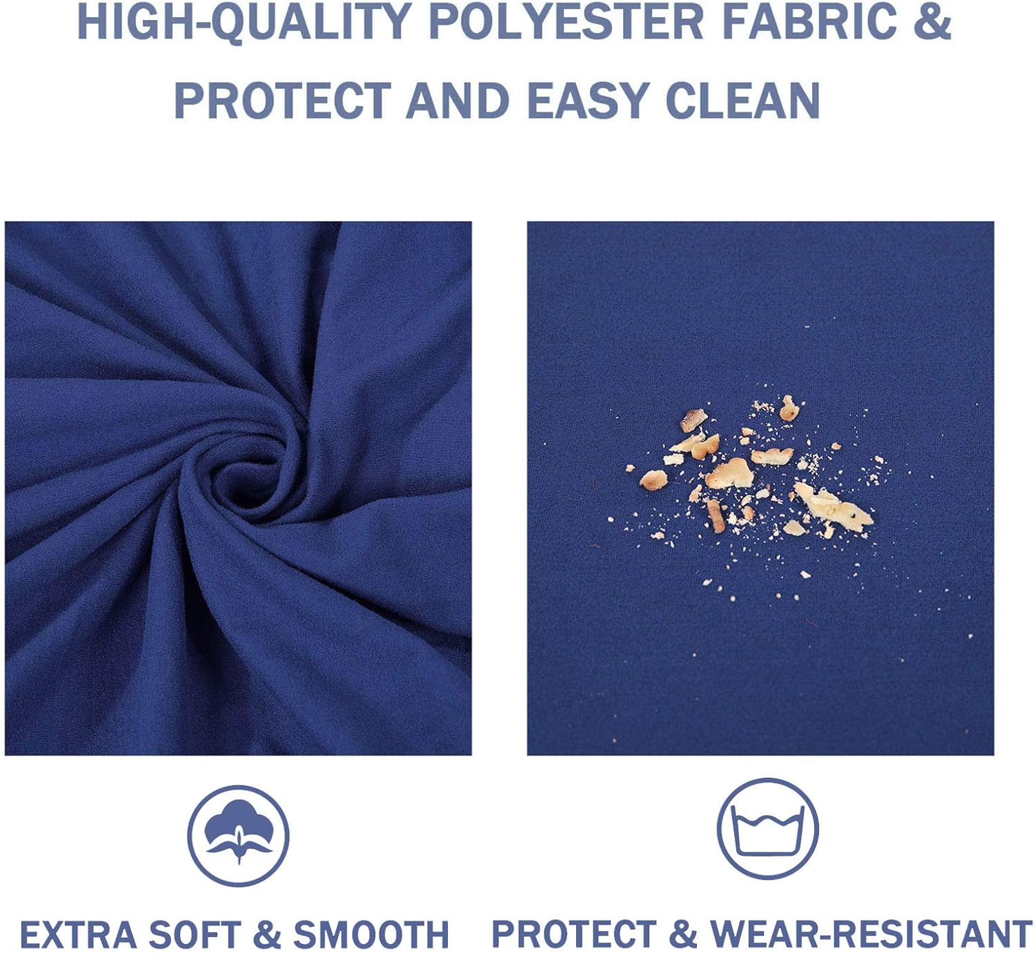 hyha 2 Piece Stretch Chair Covers for Living Room - Soft Armchair Slipcovers for Separate Cushion Covers, Washable Furniture Covers, Chair Slipcover with Elastic Bottom for Pets (Armchair, Navy): Kitchen & Dining
