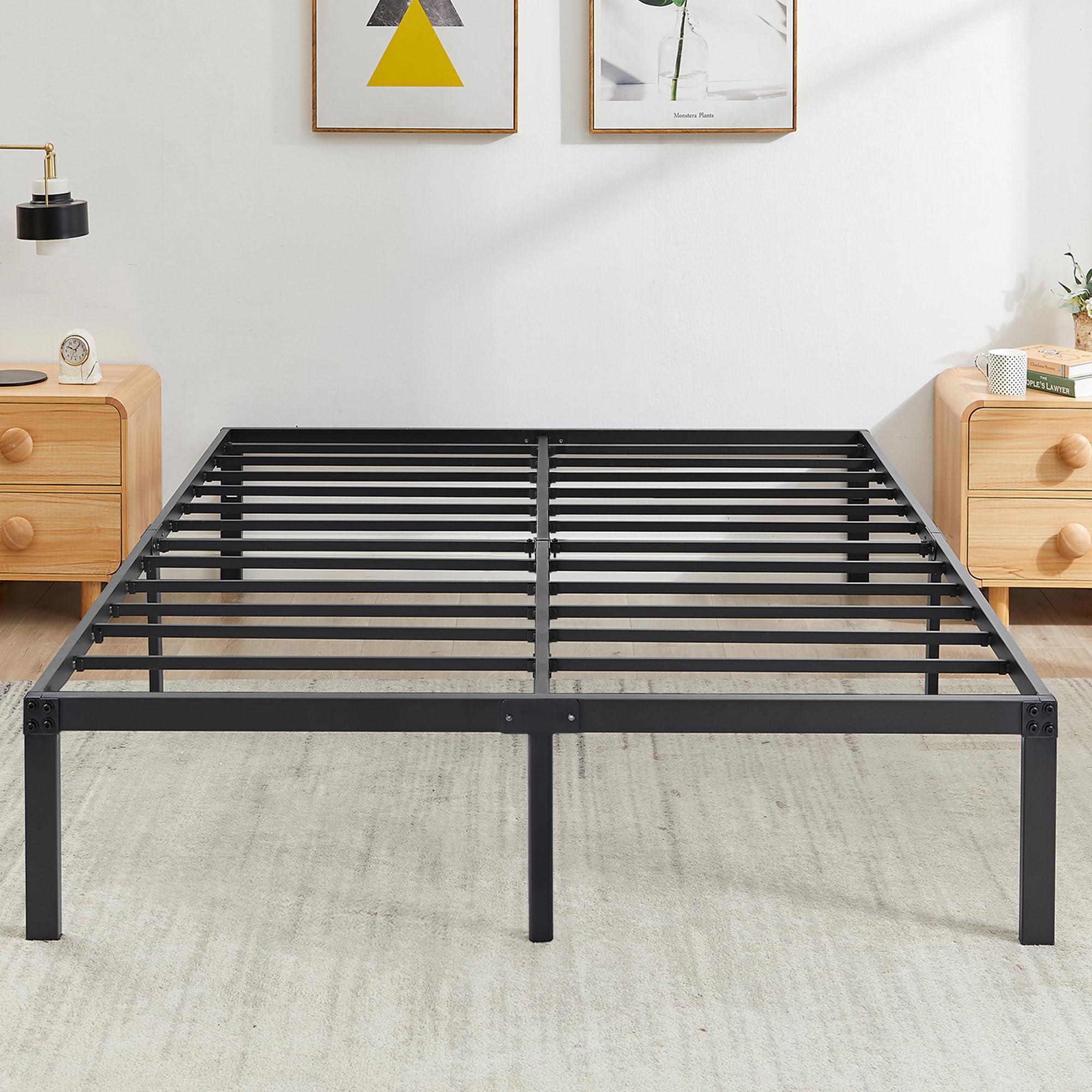 VECELO 14" Full Metal Platform Bed Frame,Heavy Duty Steel Slat/Easy Assembly Mattress Foundation/No Box Spring Needed Image