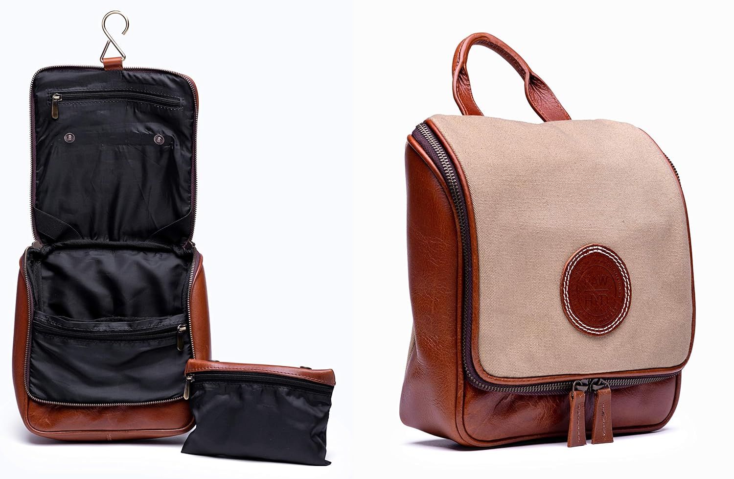 waxed canvas hanging toiletry bag